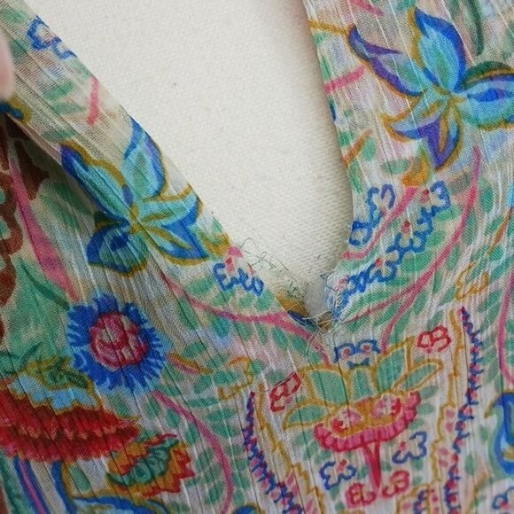 Zara Swim Cover Multicolor Long Sleeve Semi Sheer V Neck Lined Womens Size M - Picture 6 of 8